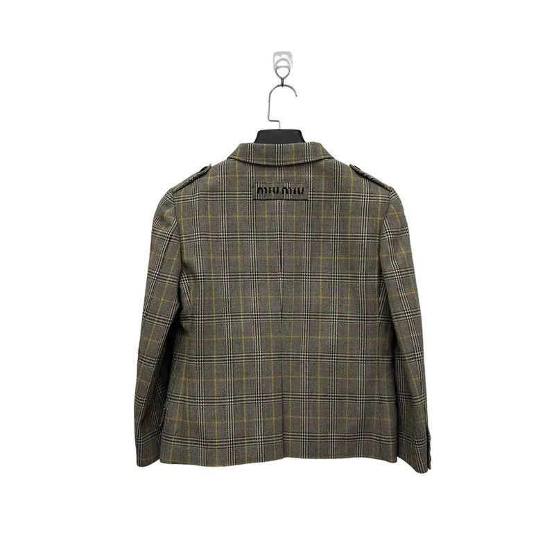 Miu Miu Miu Miu Gray Plaid Women's Jacket 0089 Size ONE SIZE - 2 Thumbnail