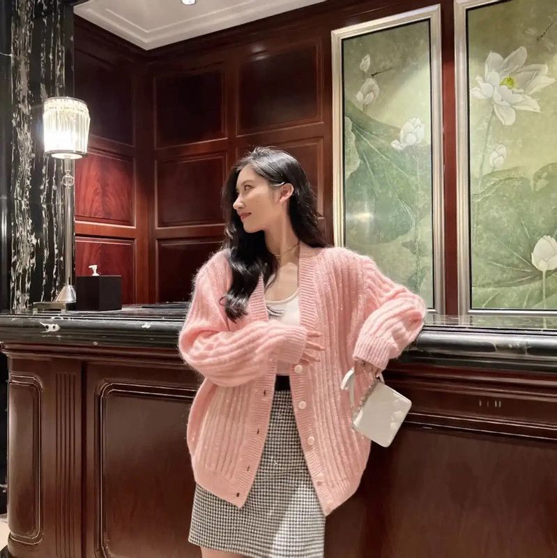 Miu Miu Miu Miu Pink Mohair Long Sleeve Cardigan 0089 Size XS / US 0-2 / IT 36-38 - 5 Thumbnail