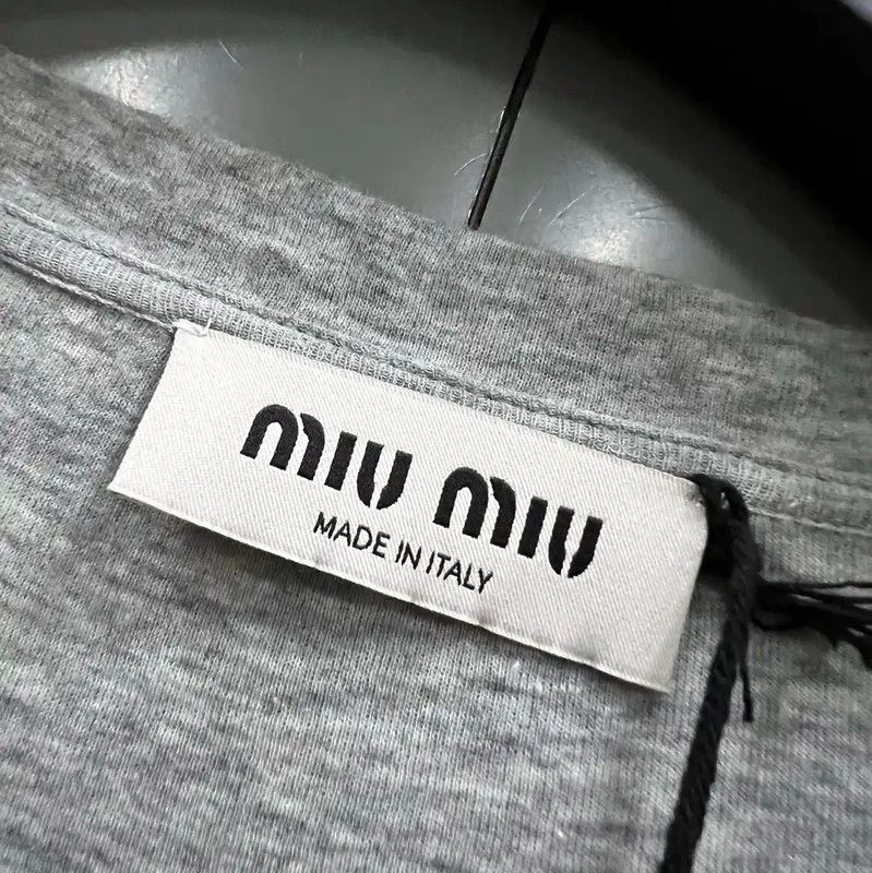 Miu Miu Miu Miu Grey Summer Short Sleeve T-Shirt 0089 Size XS / US 0-2 / IT 36-38 - 2 Thumbnail