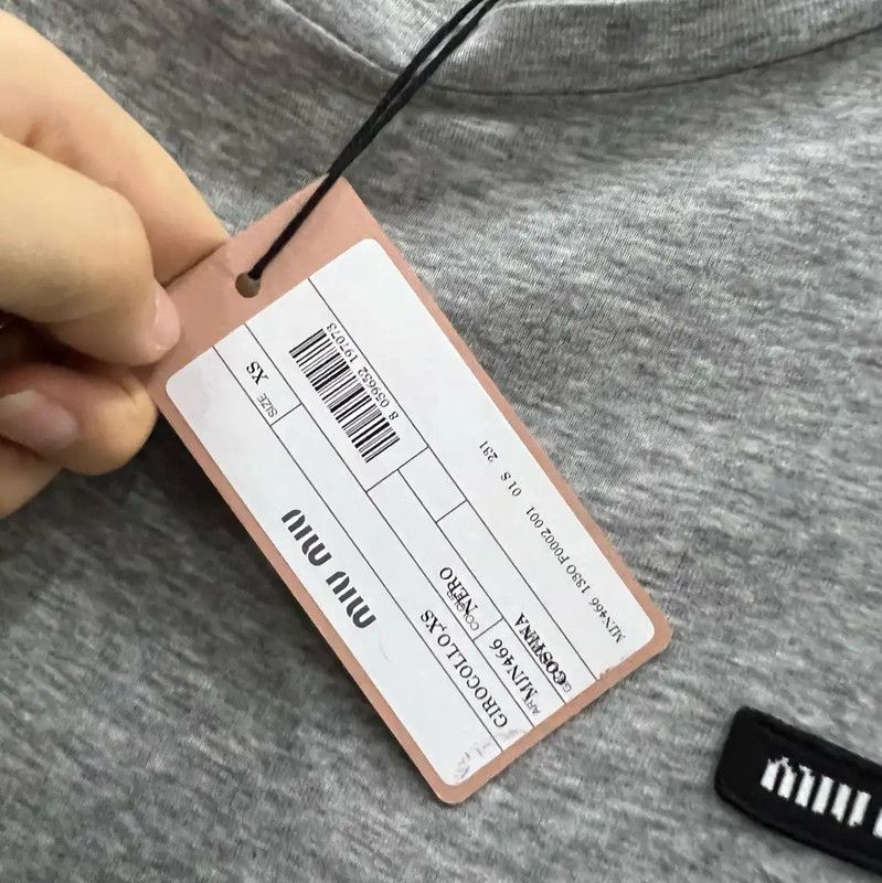 Miu Miu Miu Miu Grey Summer Short Sleeve T-Shirt 0089 Size XS / US 0-2 / IT 36-38 - 3 Thumbnail