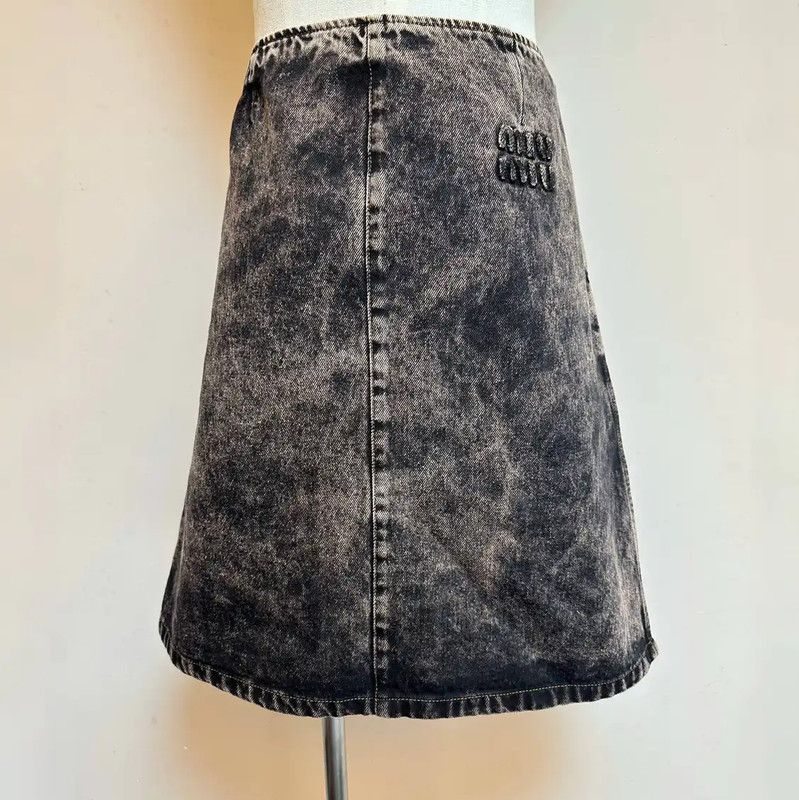 Miu Miu Miu Miu Gray Cotton A-Line Mini Skirt 0089 Size 23" - 3 Thumbnail