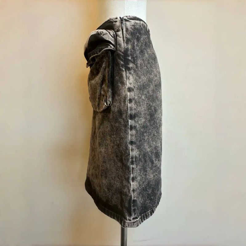 Miu Miu Miu Miu Gray Cotton A-Line Mini Skirt 0089 Size 23" - 2 Thumbnail