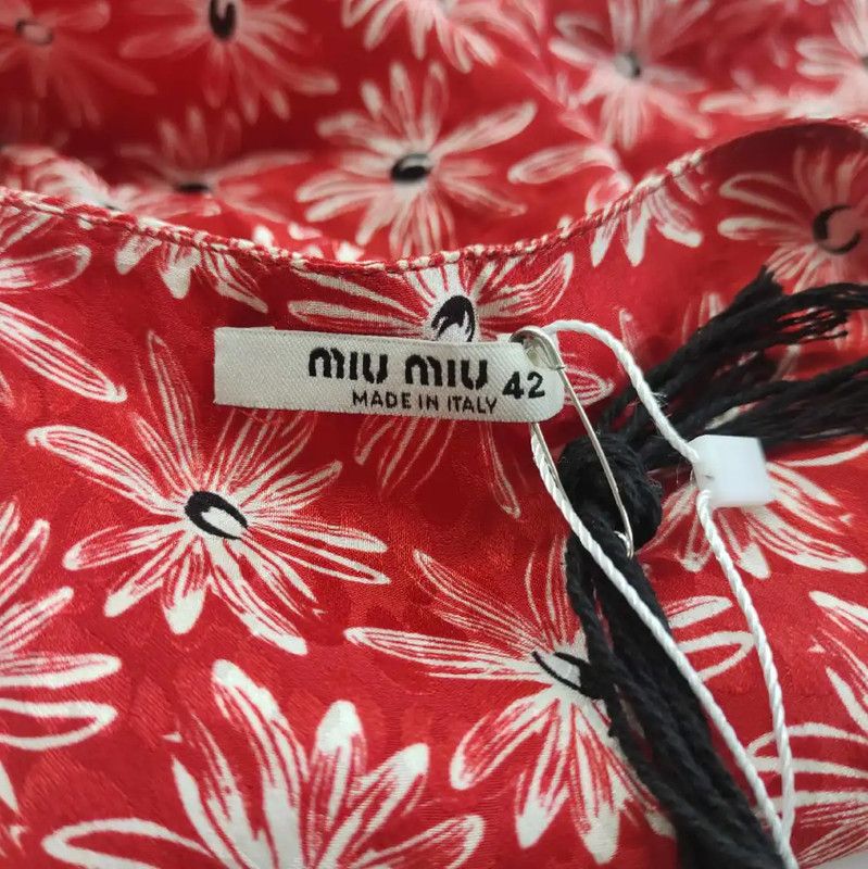 Miu Miu Miu Miu Summer Red Silk Dress 0089 Size L / US 10 / IT 46 - 3 Thumbnail