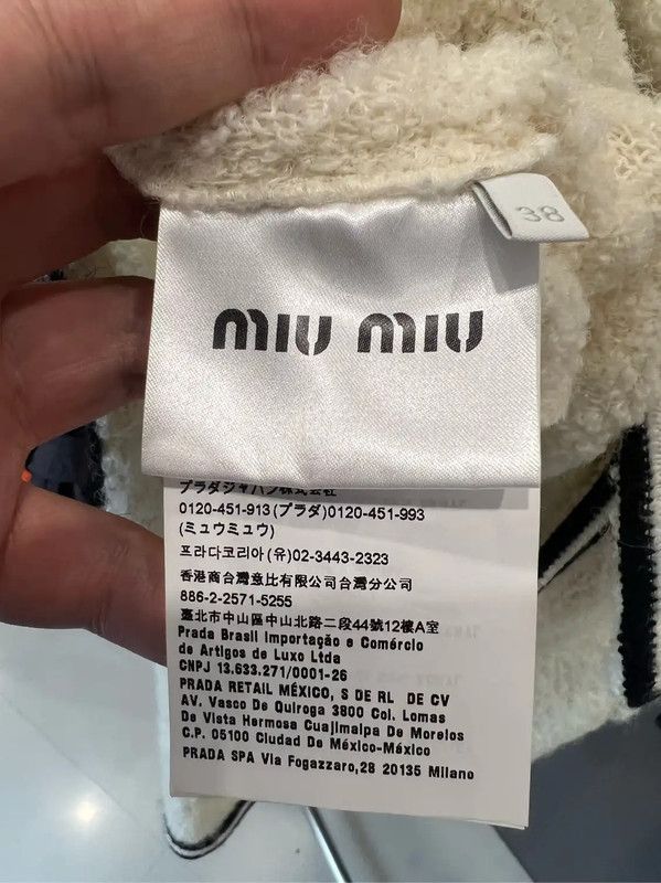 Miu Miu Miu Miu White Wool Cardigan with Black Trim 0089 Size M / US 6-8 / IT 42-44 - 5 Thumbnail