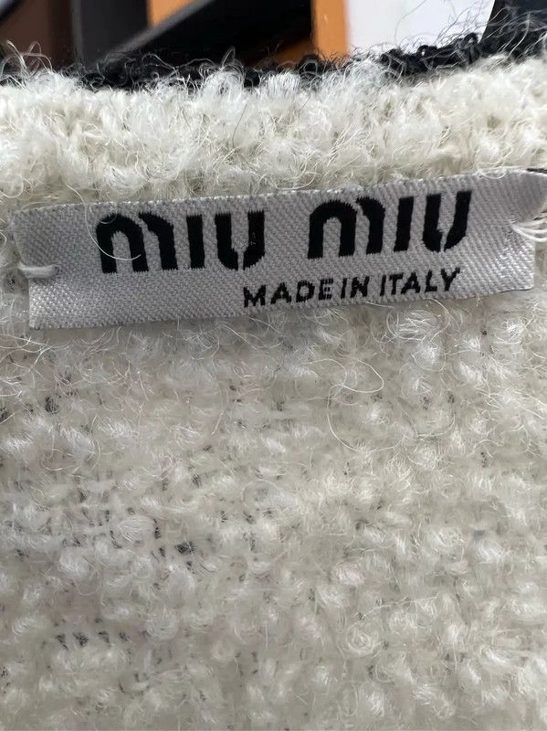 Miu Miu Miu Miu White Wool Cardigan with Black Trim 0089 Size M / US 6-8 / IT 42-44 - 4 Thumbnail