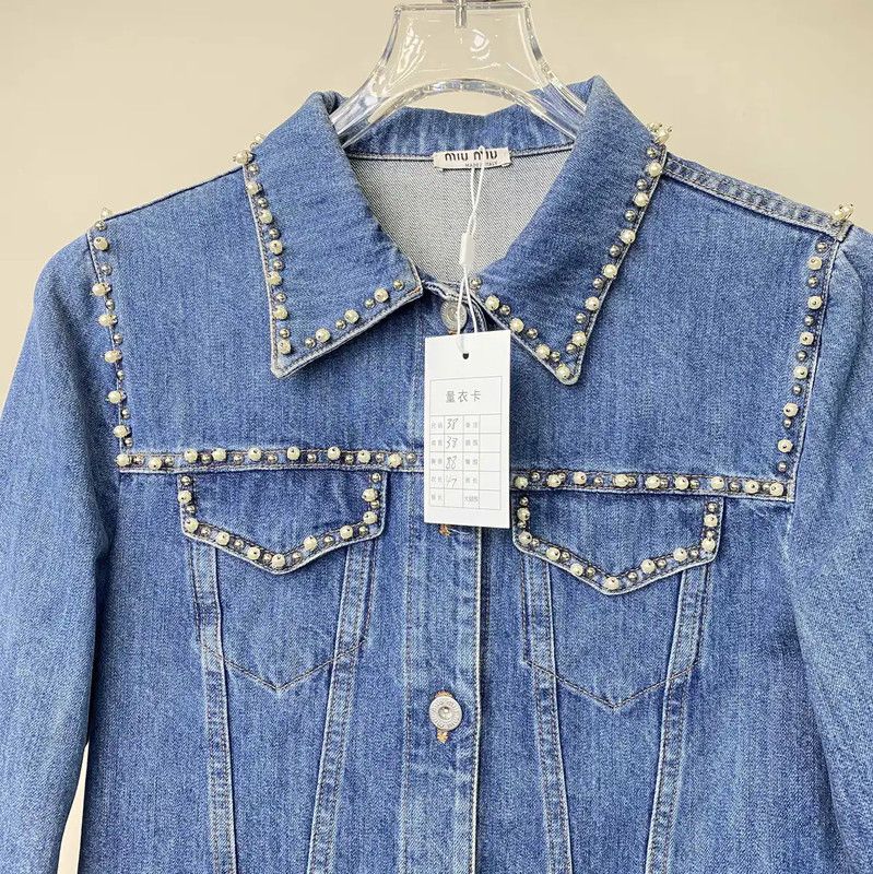 Miu Miu Miu Miu Light Blue Denim Jacket for Women 0089 Size M / US 6-8 / IT 42-44 - 3 Thumbnail