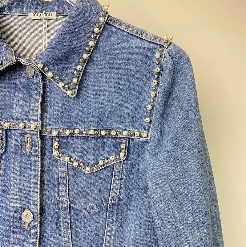 Miu Miu Miu Miu Light Blue Denim Jacket for Women 0089 Size M / US 6-8 / IT 42-44 - 5 Thumbnail