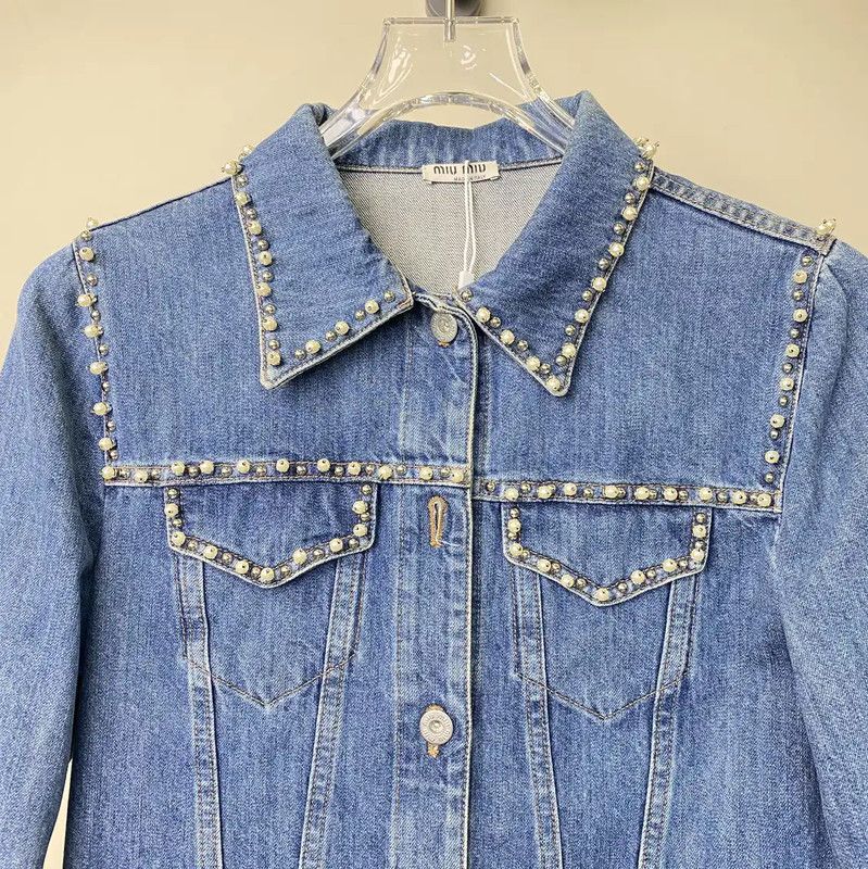Miu Miu Miu Miu Light Blue Denim Jacket for Women 0089 Size M / US 6-8 / IT 42-44 - 4 Thumbnail