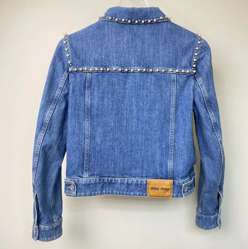 Miu Miu Miu Miu Light Blue Denim Jacket for Women 0089 Size M / US 6-8 / IT 42-44 - 2 Thumbnail
