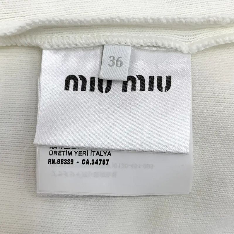 Miu Miu Miu Miu White Cotton Short Sleeve Pullover 0089 Size XS / US 0-2 / IT 36-38 - 6 Thumbnail