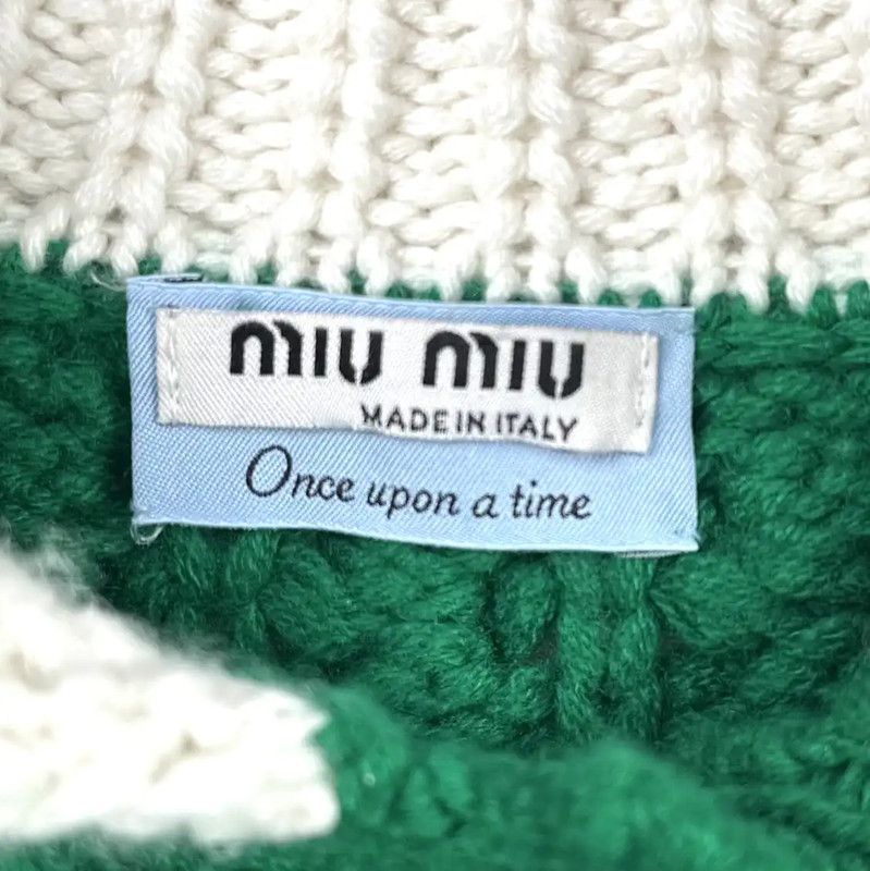 Miu Miu Miu Miu Green Wool Sweater with Cream Collar 0089 Size S / US 4 / IT 40 - 4 Thumbnail