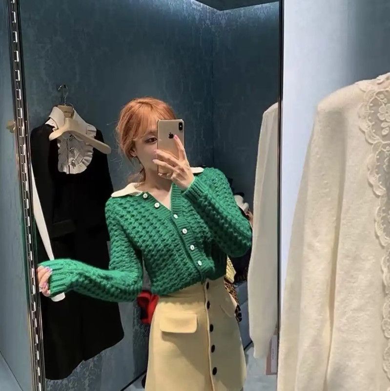 Miu Miu Miu Miu Green Wool Sweater with Cream Collar 0089 Size S / US 4 / IT 40 - 3 Thumbnail
