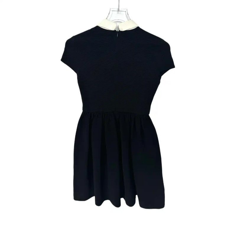 Miu Miu Miu Miu Black Wool Dress with Collar 0089 Size XS / US 0-2 / IT 36-38 - 2 Thumbnail