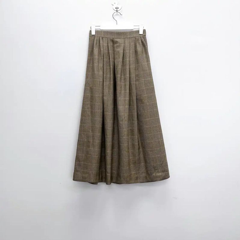 Miu Miu Miu Miu Khaki Check Wool Long Skirt 0089 Size 23" - 2 Thumbnail