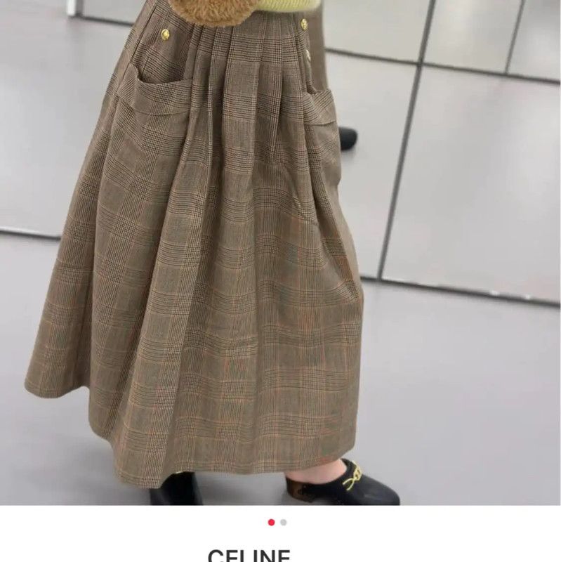 Miu Miu Miu Miu Khaki Check Wool Long Skirt 0089 Size 23" - 6 Thumbnail