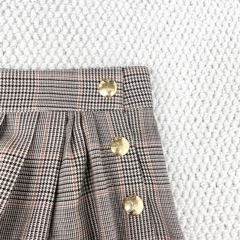 Miu Miu Miu Miu Khaki Check Wool Long Skirt 0089 Size 23" - 4 Thumbnail