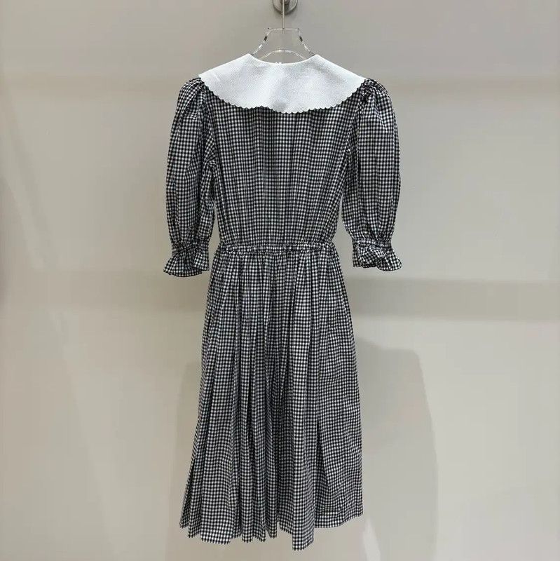 Miu Miu Miu Miu Black Cotton Checkered Dress 0089 Size S / US 4 / IT 40 - 2 Thumbnail