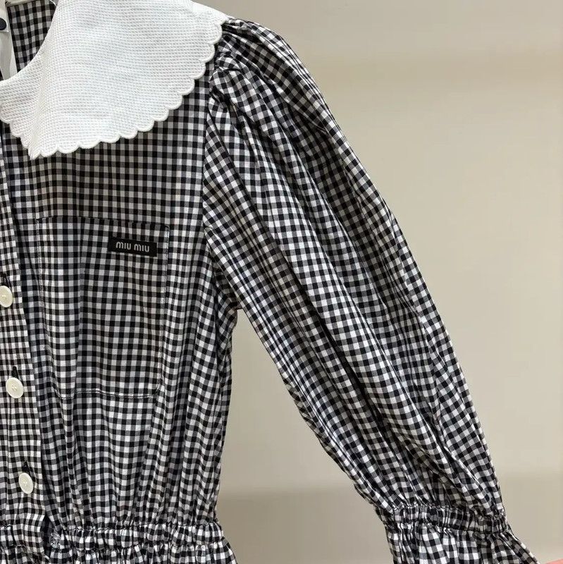 Miu Miu Miu Miu Black Cotton Checkered Dress 0089 Size S / US 4 / IT 40 - 8 Thumbnail