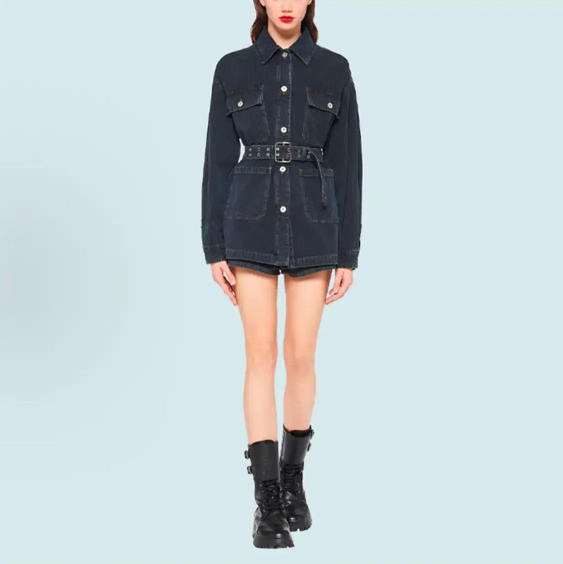 Miu Miu Miu Miu Striped Blue Cotton Jacket for Women 0089 Size ONE SIZE - 7 Thumbnail