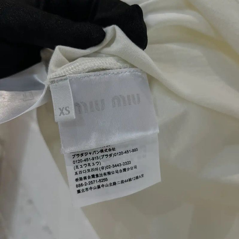 Miu Miu Miu Miu White Cotton T-Shirt for Women 0089 Size XS / US 0-2 / IT 36-38 - 5 Thumbnail