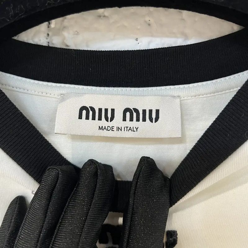 Miu Miu Miu Miu White Cotton T-Shirt for Women 0089 Size XS / US 0-2 / IT 36-38 - 4 Thumbnail