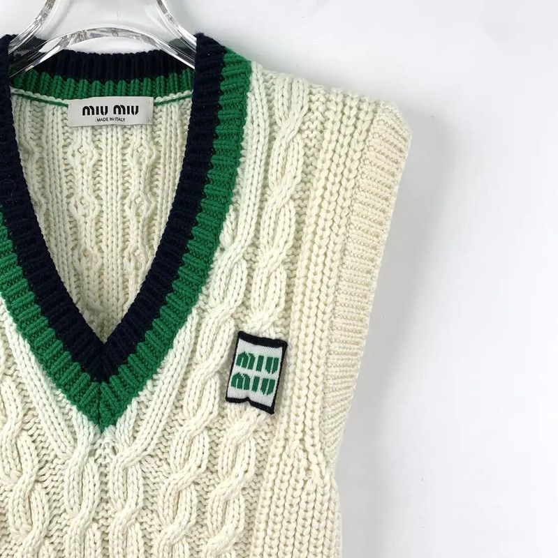 Miu Miu Miu Miu Cream Cable Knit Pullover Vest 0089 Size S / US 4 / IT 40 - 3 Thumbnail