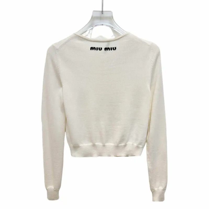 Miu Miu Miu Miu Cream Cotton Blend Women's Sweatshirt 0089 Size S / US 4 / IT 40 - 2 Thumbnail