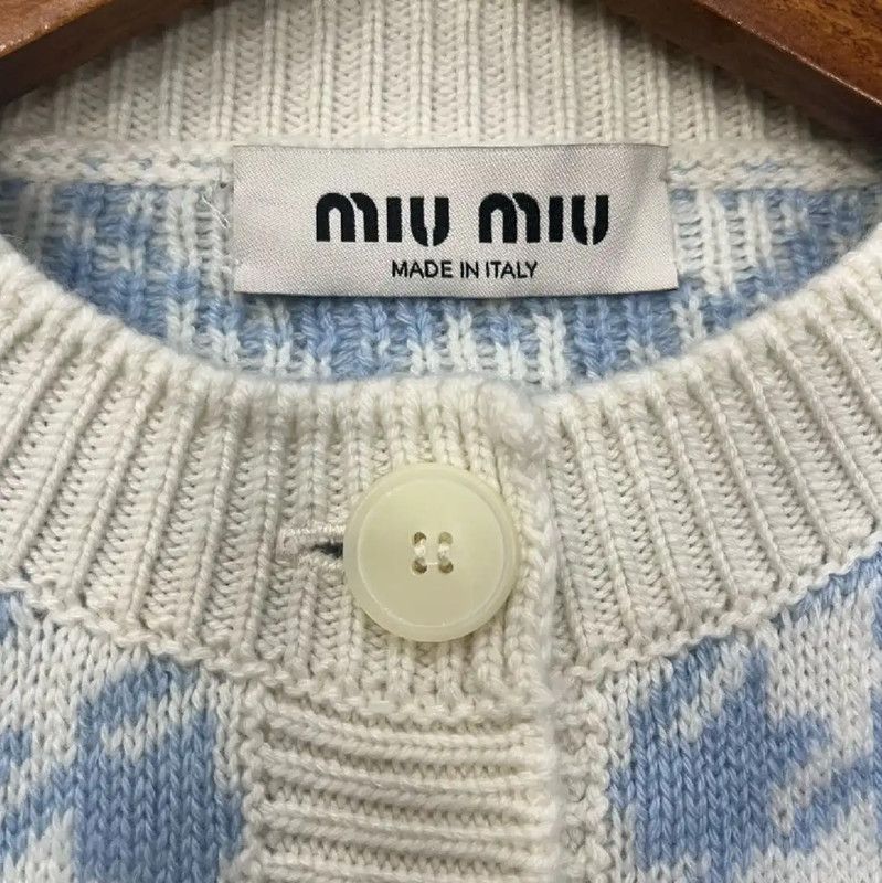 Miu Miu Miu Miu Blue Wool Women's Cardigan 0089 Size L / US 10 / IT 46 - 3 Thumbnail
