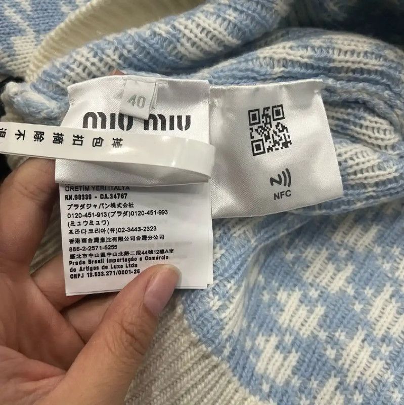 Miu Miu Miu Miu Blue Wool Women's Cardigan 0089 Size L / US 10 / IT 46 - 4 Thumbnail