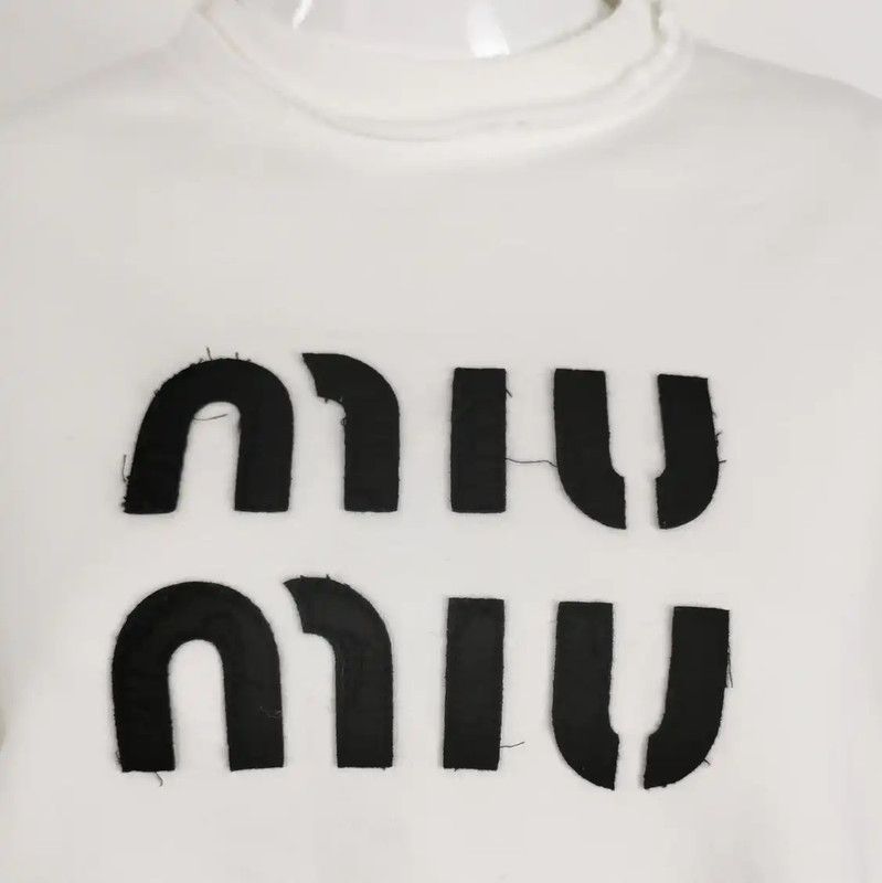 Miu Miu Miu Miu White Cotton Logo Sweatshirt for Women 0089 Size XS / US 0-2 / IT 36-38 - 3 Thumbnail
