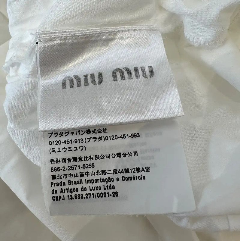 Miu Miu Miu Miu White Cotton Logo Short Sleeve Dress 0089 Size S / US 4 / IT 40 - 8 Thumbnail
