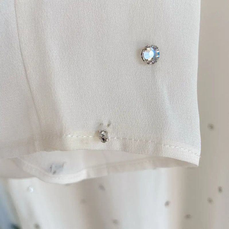 Miu Miu Miu Miu White Long Sleeve Silk Shirt 0089 Size L / US 10 / IT 46 - 3 Thumbnail