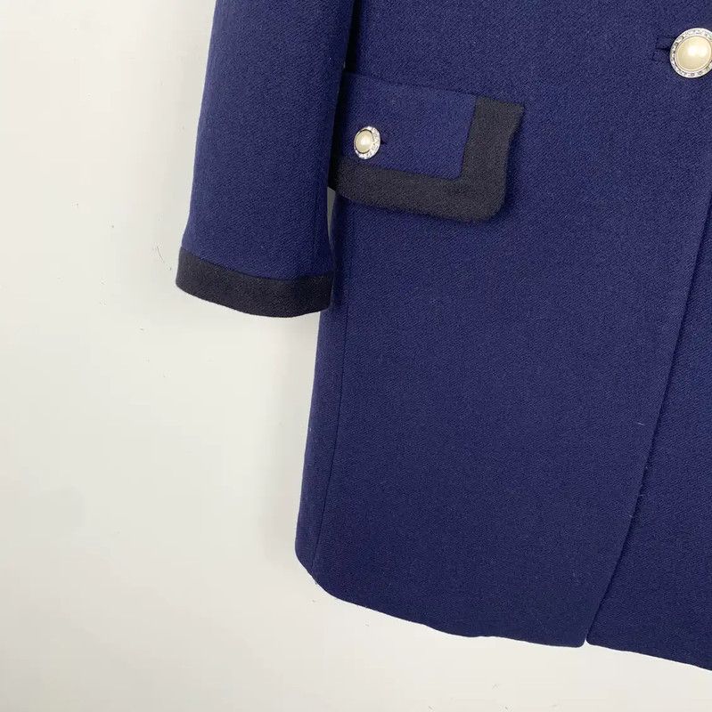 Miu Miu Miu Miu Women's Wool Navy Blue Coat 0089 Size ONE SIZE - 4 Thumbnail