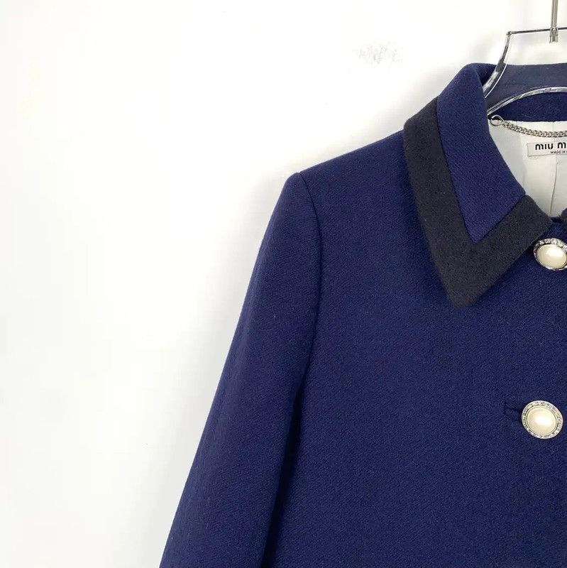Miu Miu Miu Miu Women's Wool Navy Blue Coat 0089 Size ONE SIZE - 3 Thumbnail