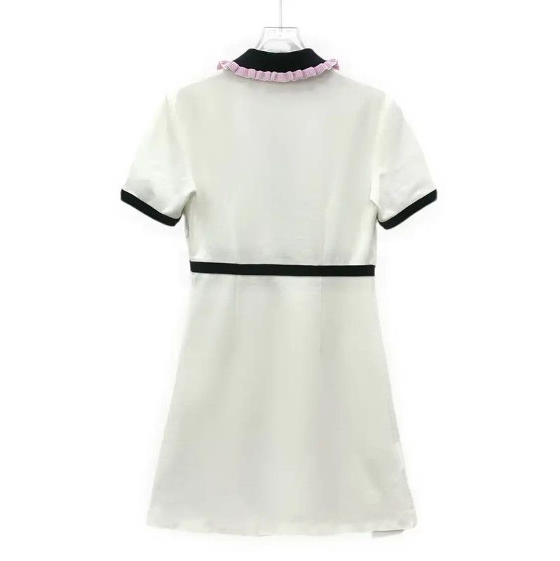 Miu Miu Miu Miu White Cotton Dress with Ruffle Detail 0089 Size S / US 4 / IT 40 - 2 Thumbnail
