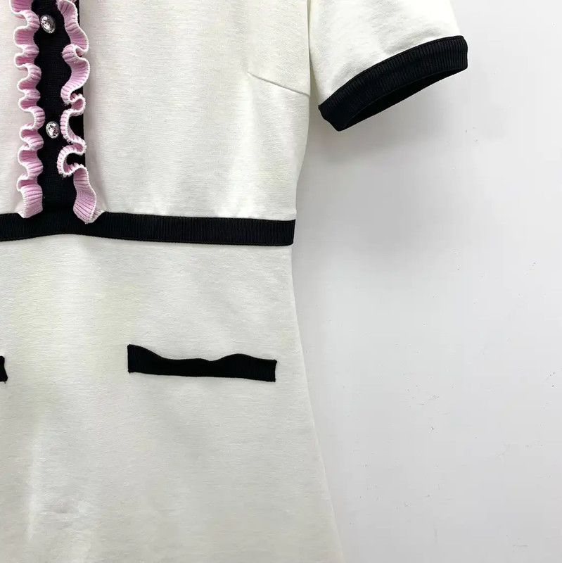 Miu Miu Miu Miu White Cotton Dress with Ruffle Detail 0089 Size S / US 4 / IT 40 - 4 Thumbnail