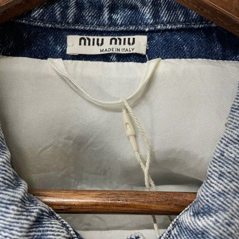 Miu Miu Miu Miu Blue Cotton Cropped Jacket 0089 Size L / US 10 / IT 46 - 3 Thumbnail