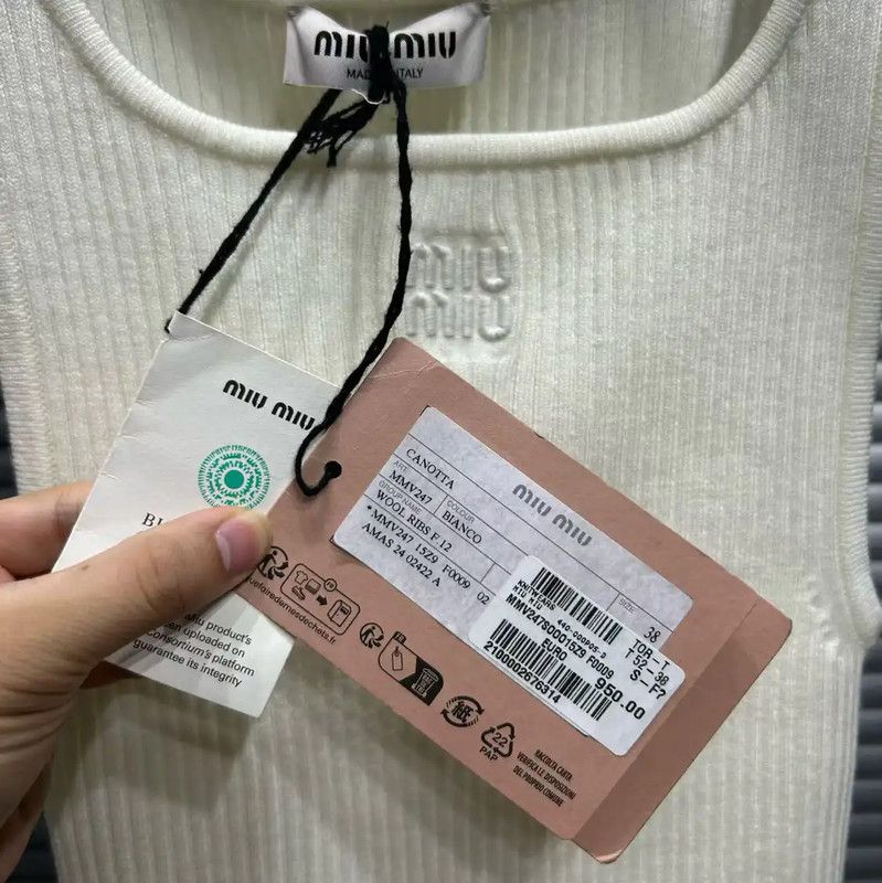 Miu Miu Miu Miu Summer Cream Wool Embroidered Tank Top 0089 Size M / US 6-8 / IT 42-44 - 3 Thumbnail