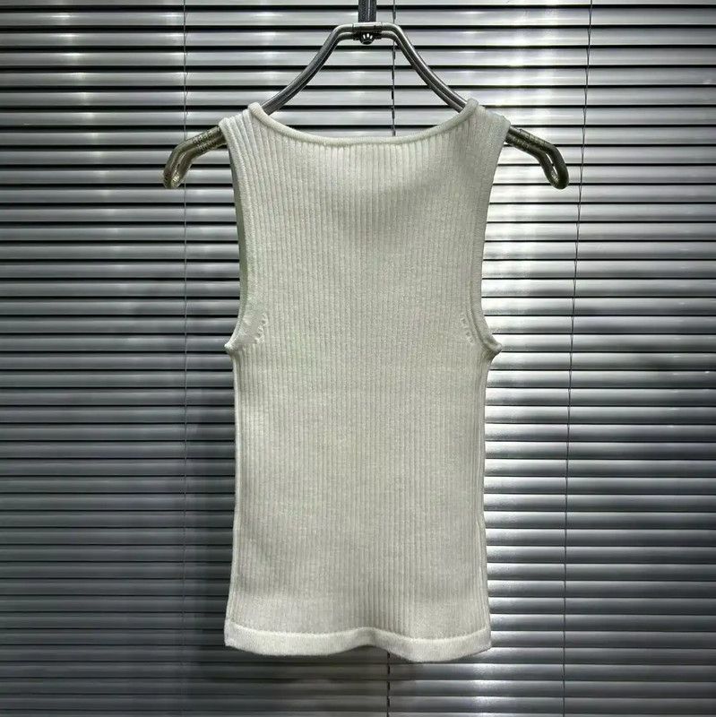 Miu Miu Miu Miu Summer Cream Wool Embroidered Tank Top 0089 Size M / US 6-8 / IT 42-44 - 2 Thumbnail