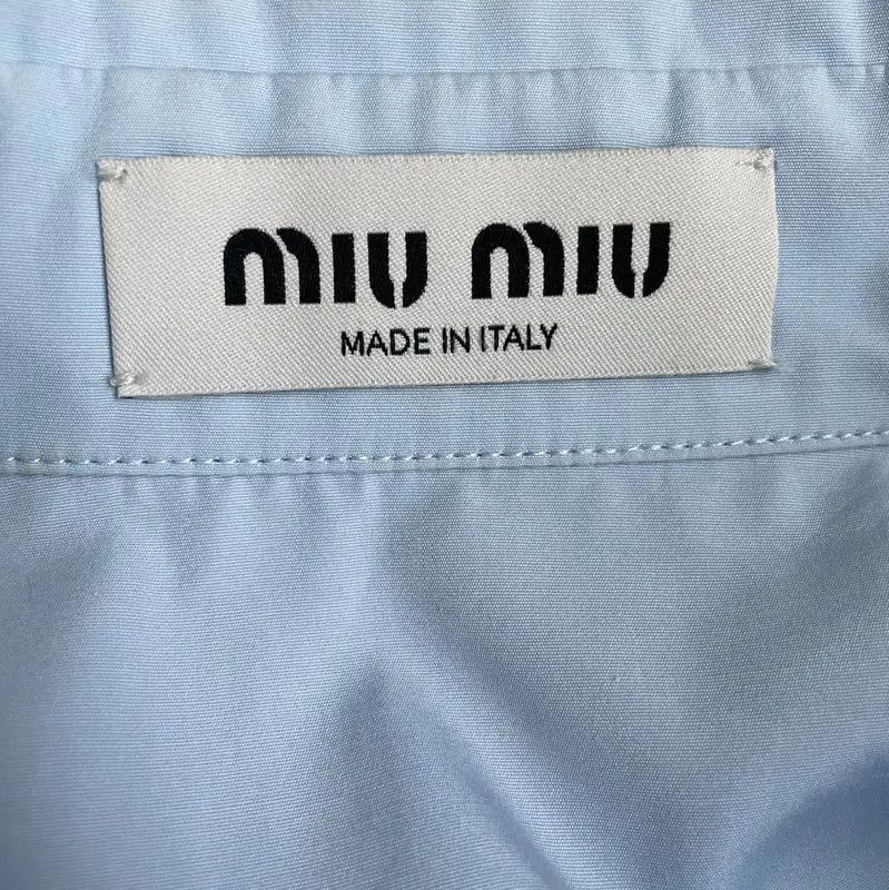 Miu Miu Miu Miu Light Blue Cotton Blouse for Women 0089 Size M / US 6-8 / IT 42-44 - 4 Thumbnail