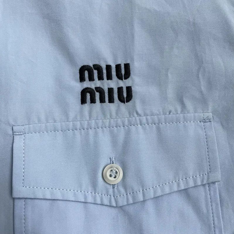 Miu Miu Miu Miu Light Blue Cotton Blouse for Women 0089 Size M / US 6-8 / IT 42-44 - 3 Thumbnail
