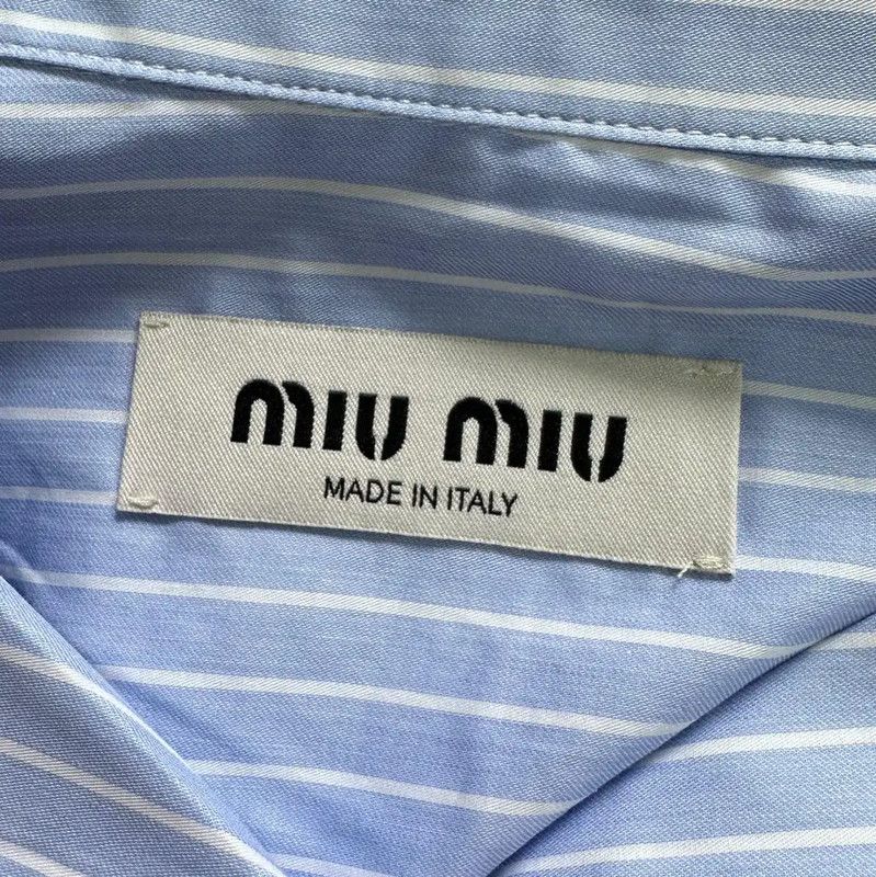 Miu Miu Miu Miu Striped Blue Cotton Shirt for Women 0089 Size XS / US 0-2 / IT 36-38 - 4 Thumbnail