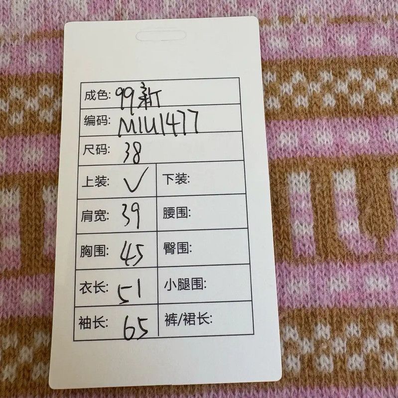 Miu Miu Pink Wool Patterned Long Sleeve Sweater 0089