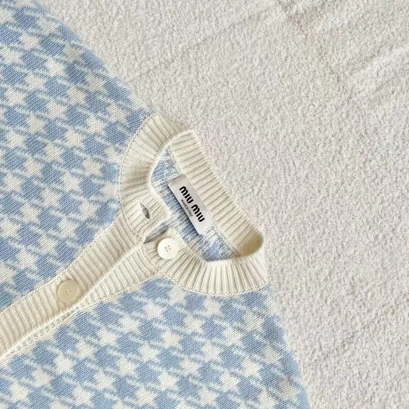 Miu Miu Miu Miu Light Blue Cashmere Cardigan 0089 Size ONE SIZE - 3 Thumbnail