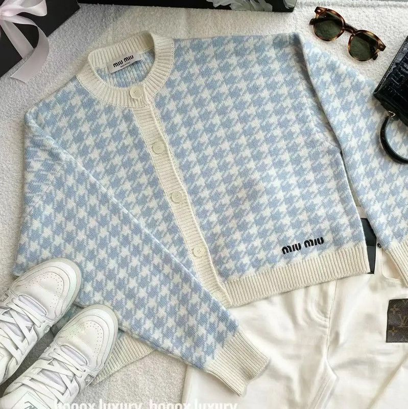 Miu Miu Miu Miu Light Blue Cashmere Cardigan 0089 Size ONE SIZE - 4 Thumbnail