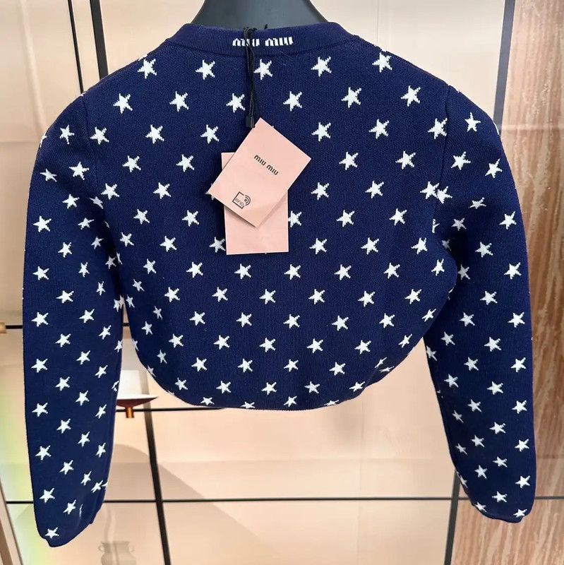 Miu Miu Miu Miu Blue Wool Sweater for Women 0089 Size S / US 4 / IT 40 - 2 Thumbnail