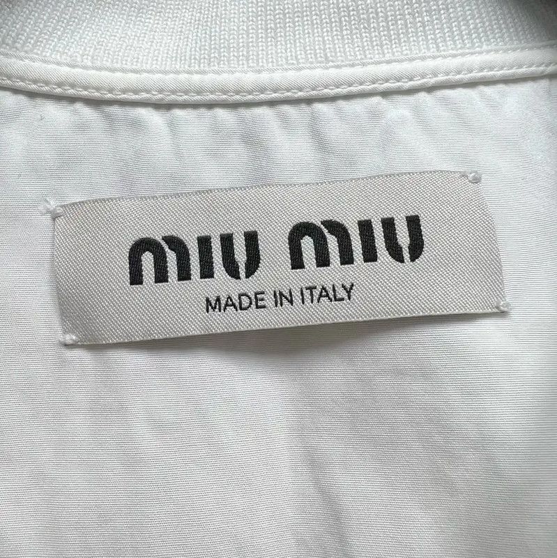 Miu Miu Miu Miu Summer White Cotton Embroidered Crop Shirt 0089 Size ONE SIZE - 4 Thumbnail