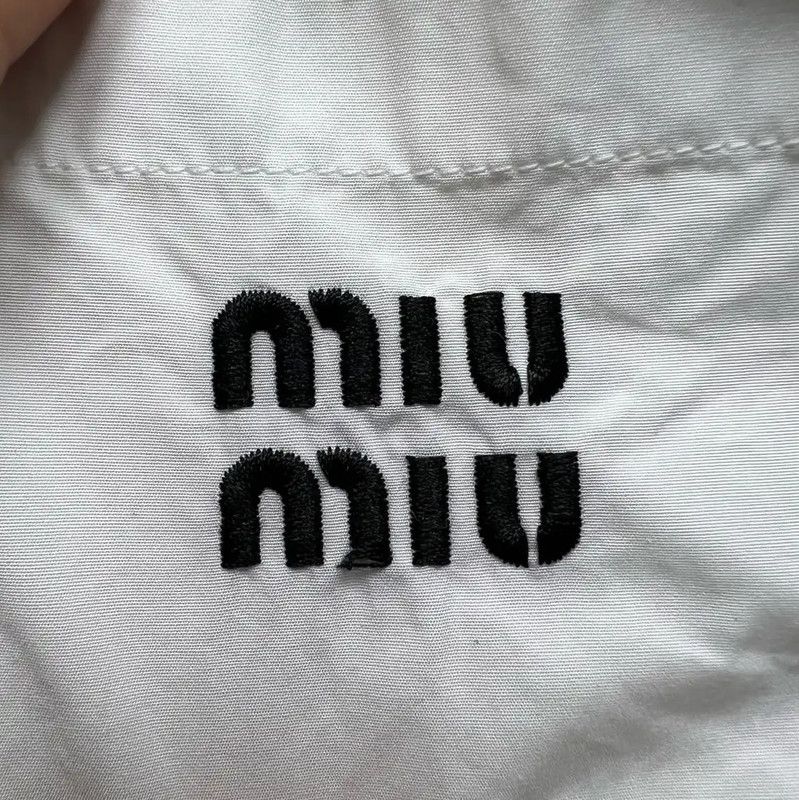Miu Miu Miu Miu Summer White Cotton Embroidered Crop Shirt 0089 Size ONE SIZE - 3 Thumbnail