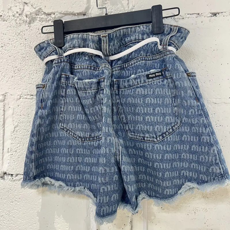 Miu Miu Miu Miu Light Blue Cotton Women's Shorts 0089 Size 23" - 2 Thumbnail