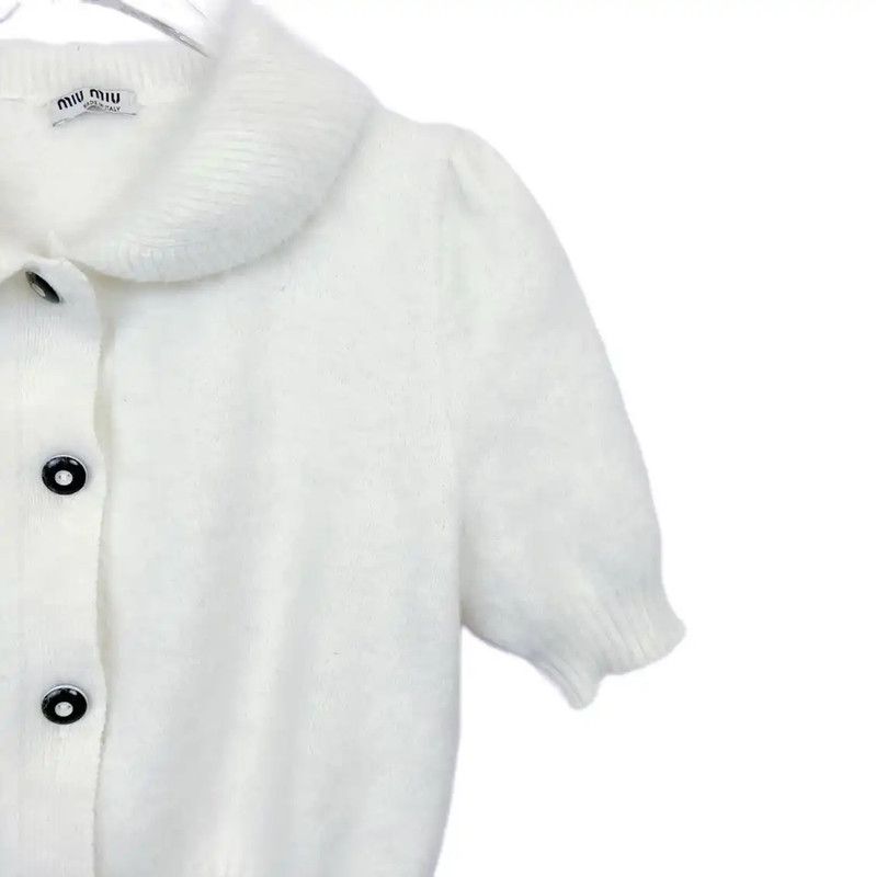 Miu Miu Miu Miu White Short Sleeve Pullover Blouse 0089 Size S / US 4 / IT 40 - 3 Thumbnail